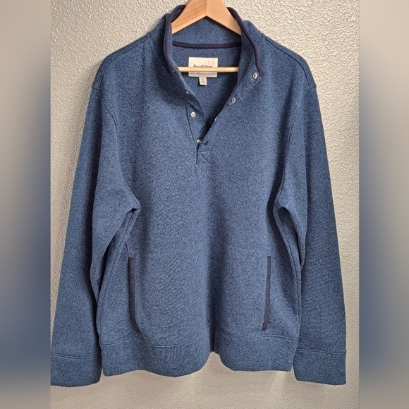 Goodfellow Men's Blue Heathered Mock Neck Shirt. Size XL - Picture 2 of 4